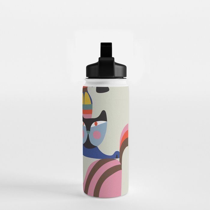 Mid Century Modern Retro Cats Water Bottle Gallery Image 2