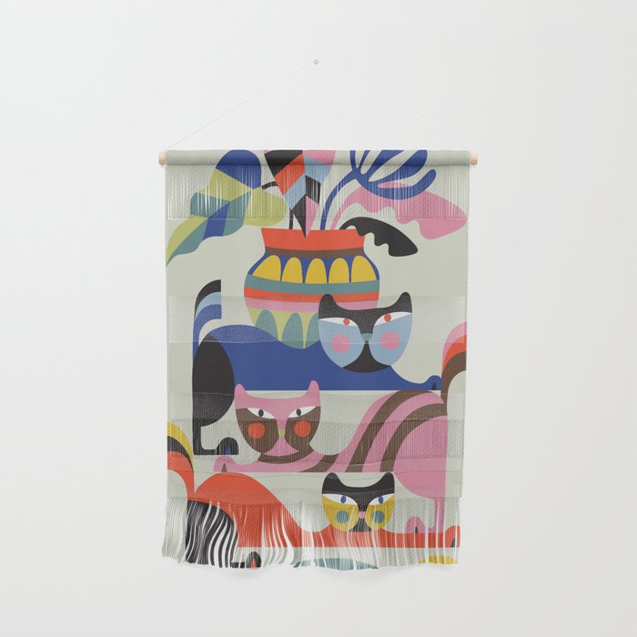 Mid Century Modern Retro Cats Wall Hanging Gallery Image 1
