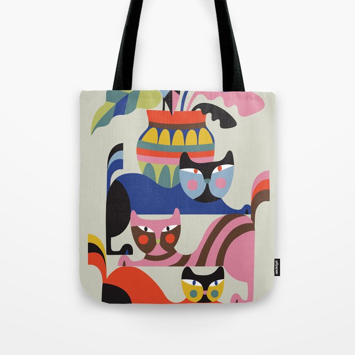 Mid Century Modern Retro Cats Tote Bag Gallery Image 1