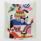 Mid Century Modern Retro Cats Wall Tapestry Gallery Image 4