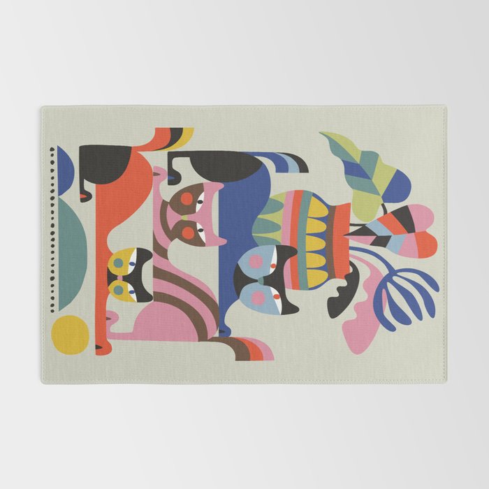 Mid Century Modern Retro Cats Rug Gallery Image 2