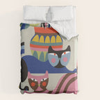 Mid Century Modern Retro Cats Duvet Cover Gallery Image 6