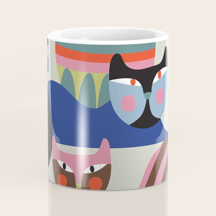 Mid Century Modern Retro Cats Coffee Mug Gallery Image 4