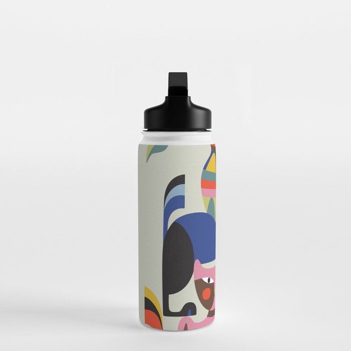 Mid Century Modern Retro Cats Water Bottle Gallery Image 3