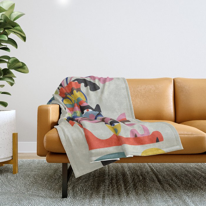 Mid Century Modern Retro Cats Throw Blanket Gallery Image 1