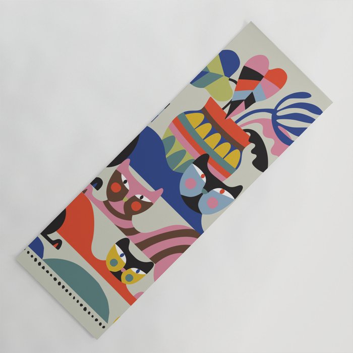 Mid Century Modern Retro Cats Yoga Mat