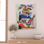 Mid Century Modern Retro Cats Wall Tapestry Gallery Image 2