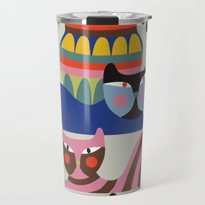 Mid Century Modern Retro Cats Travel Mug Gallery Image 1