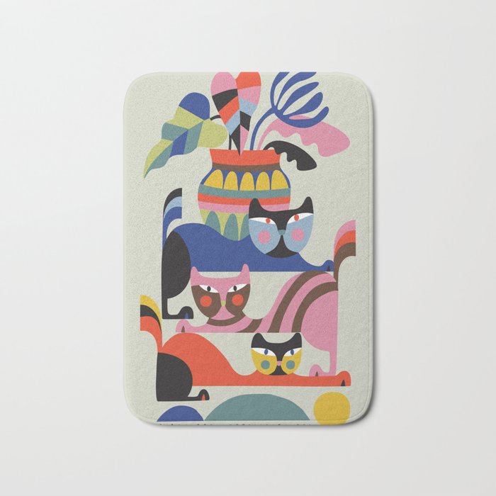 Mid Century Modern Retro Cats Bath Mat Gallery Image 1
