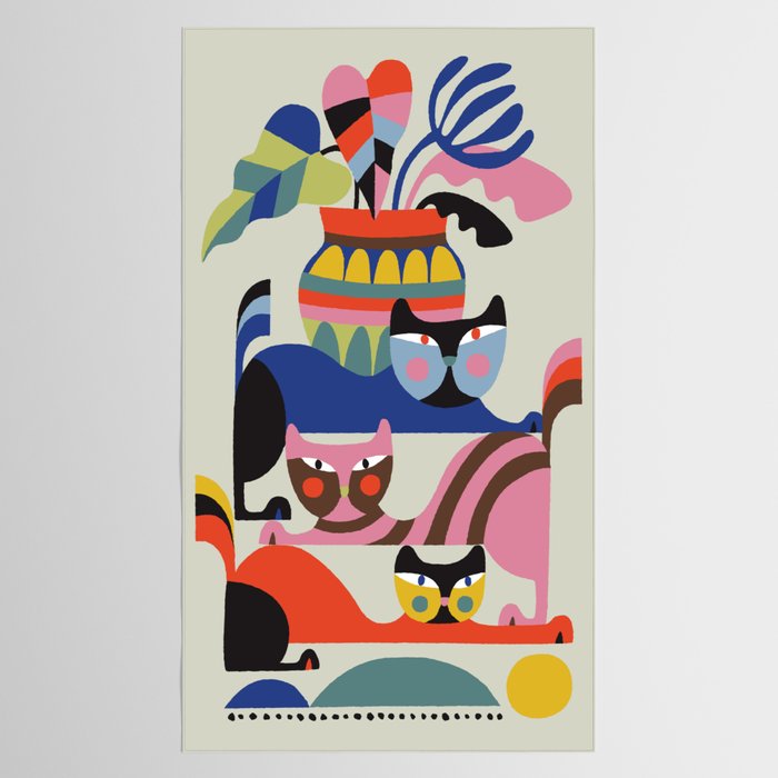 Mid Century Modern Retro Cats Tablecloth Gallery Image 2
