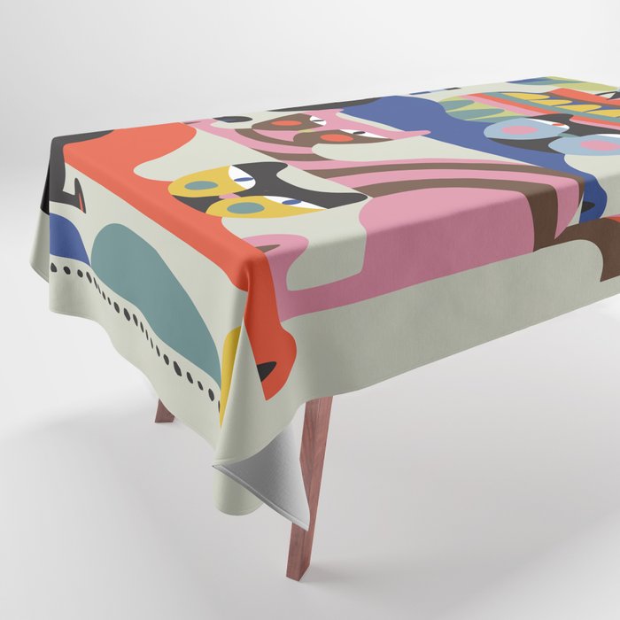 Mid Century Modern Retro Cats Tablecloth Gallery Image 1