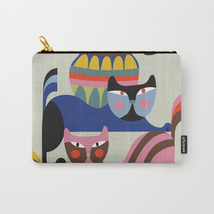 Mid Century Modern Retro Cats Carry All Pouch Gallery Image 1