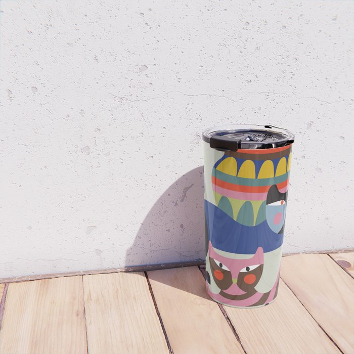 Mid Century Modern Retro Cats Travel Mug Gallery Image 4