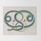 Albertus Seba Snakes Flowers Engraving Throw Blanket Gallery Image 2