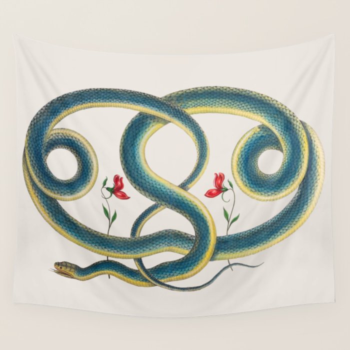 Albertus Seba Snakes Flowers Engraving Wall Tapestry Gallery Image 4