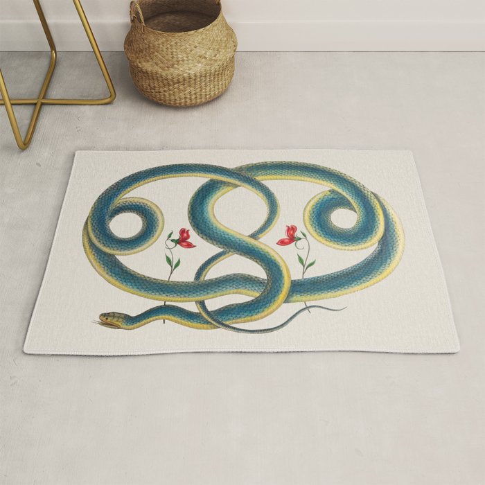 Albertus Seba Snakes Flowers Engraving Rug Gallery Image 1