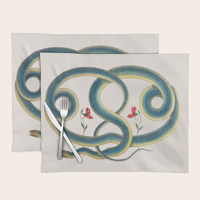 Albertus Seba Snakes Flowers Engraving Placemat Gallery Image 1
