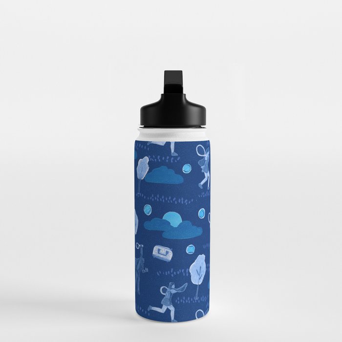 Let's Play Tennis in Navy Blue Water Bottle Gallery Image 3