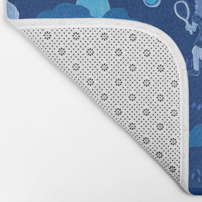 Let's Play Tennis in Navy Blue Bath Mat Gallery Image 2