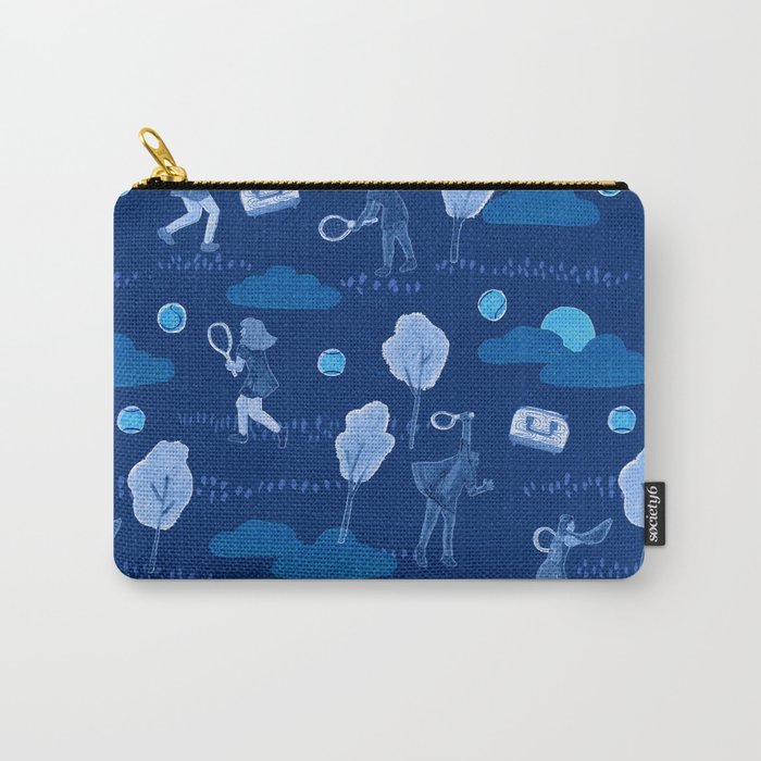 Let's Play Tennis in Navy Blue Carry All Pouch Gallery Image 1