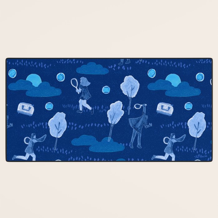 Let's Play Tennis in Navy Blue Desk Mat Gallery Image 3