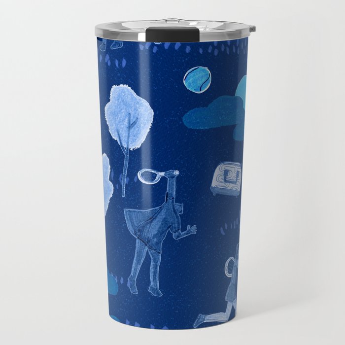 Let's Play Tennis in Navy Blue Travel Mug Gallery Image 1