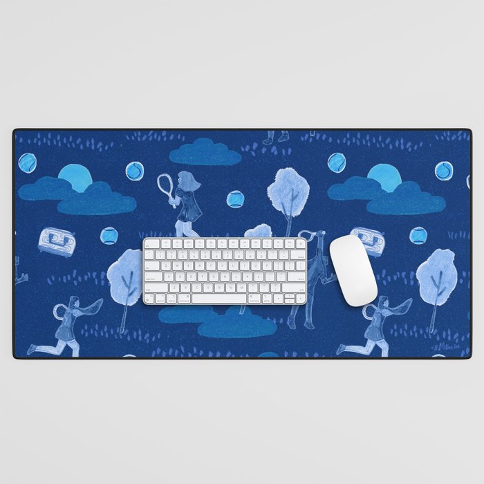 Let's Play Tennis in Navy Blue Desk Mat Gallery Image 1