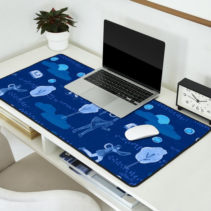 Let's Play Tennis in Navy Blue Desk Mat Gallery Image 2