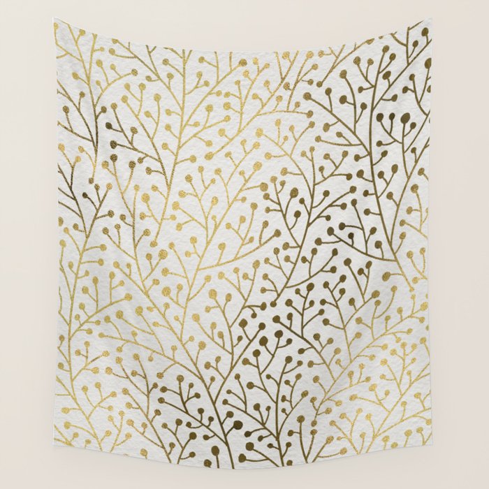 Gold Berry Branches Wall Tapestry Gallery Image 1