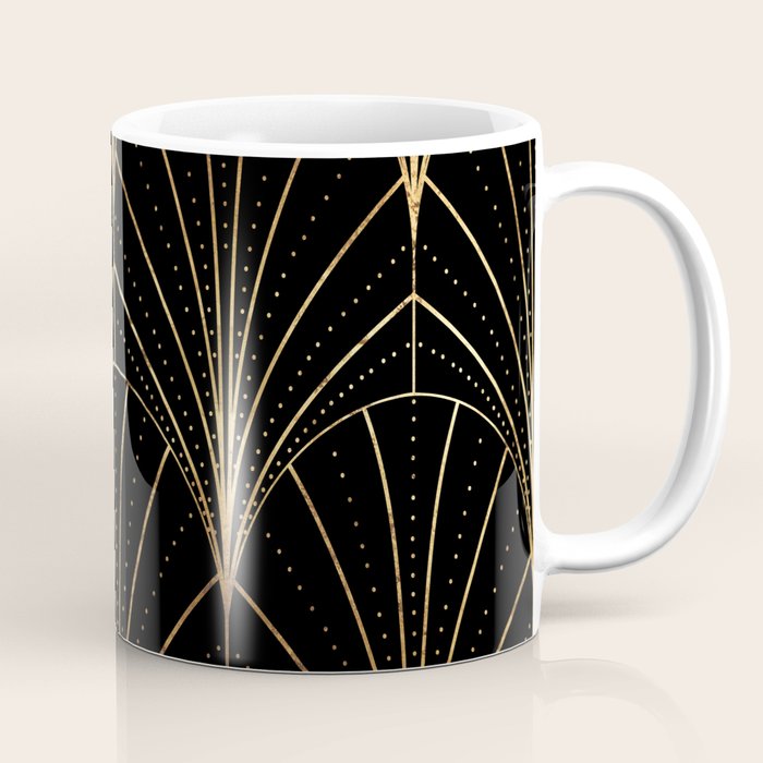 Art Deco Waterfalls // Black Luxe Coffee Mug Gallery Image 1