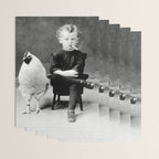 Smoking Boy with Chicken black and white photograph - photography - photographs Wrapping Paper Gallery Image 3