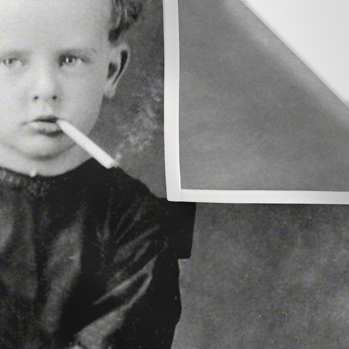 Smoking Boy with Chicken black and white photograph - photography - photographs Wall Tapestry Gallery Image 3