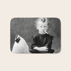 Smoking Boy with Chicken black and white photograph - photography - photographs Bath Mat Gallery Image 1