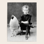 Smoking Boy with Chicken black and white photograph - photography - photographs Poster Gallery Image 4