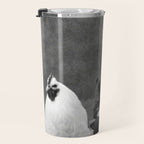 Smoking Boy with Chicken black and white photograph - photography - photographs Travel Mug Gallery Image 3