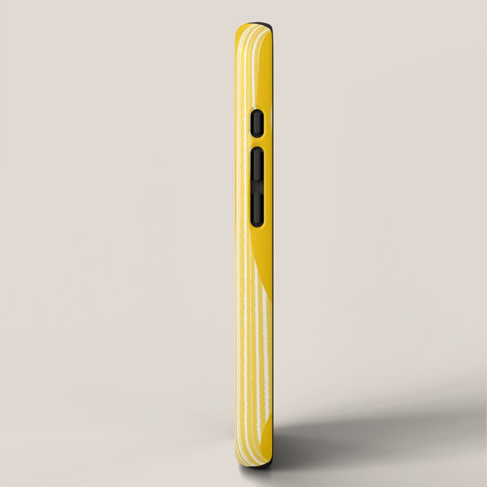 Mid Century Modern Abstract Lounge Striped Ogee Pattern in Yellow and White  iPhone Case Gallery Image 2