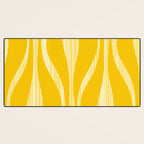 Mid Century Modern Abstract Lounge Striped Ogee Pattern in Yellow and White  Desk Mat Gallery Image 3