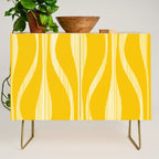 Mid Century Modern Abstract Lounge Striped Ogee Pattern in Yellow and White  Credenza Gallery Image 1