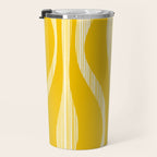 Mid Century Modern Abstract Lounge Striped Ogee Pattern in Yellow and White  Travel Mug Gallery Image 3