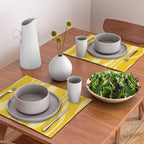 Mid Century Modern Abstract Lounge Striped Ogee Pattern in Yellow and White  Placemat Gallery Image 2