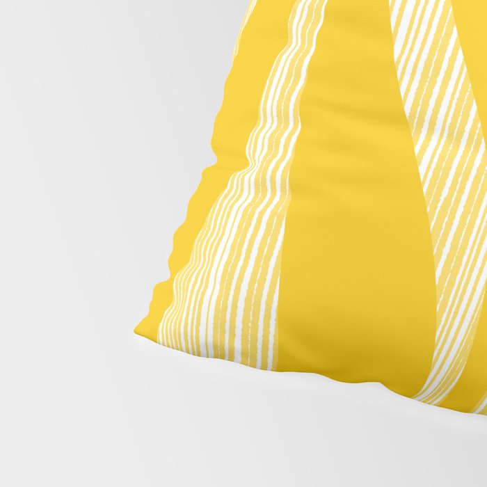 Mid Century Modern Abstract Lounge Striped Ogee Pattern in Yellow and White  Pillow Sham Gallery Image 4