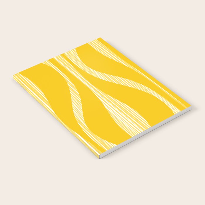 Mid Century Modern Abstract Lounge Striped Ogee Pattern in Yellow and White  Notebook Gallery Image 2