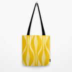 Mid Century Modern Abstract Lounge Striped Ogee Pattern in Yellow and White  Tote Bag Gallery Image 2