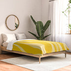 Mid Century Modern Abstract Lounge Striped Ogee Pattern in Yellow and White  Comforter Gallery Image 2