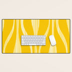 Mid Century Modern Abstract Lounge Striped Ogee Pattern in Yellow and White  Desk Mat Gallery Image 1