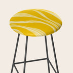 Mid Century Modern Abstract Lounge Striped Ogee Pattern in Yellow and White  Stool Gallery Image 2