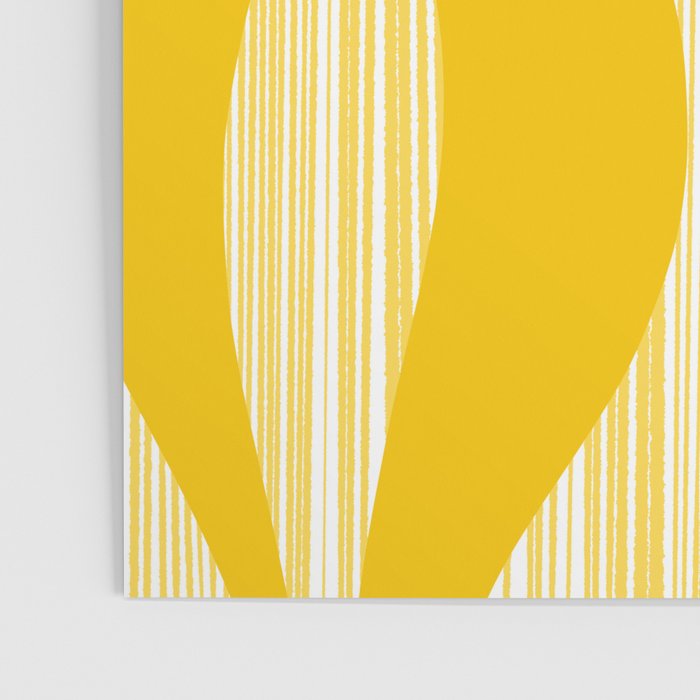 Mid Century Modern Abstract Lounge Striped Ogee Pattern in Yellow and White  Poster Gallery Image 3