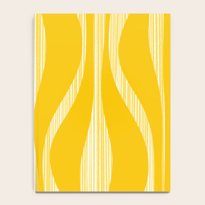 Mid Century Modern Abstract Lounge Striped Ogee Pattern in Yellow and White  Notebook Gallery Image 4