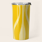 Mid Century Modern Abstract Lounge Striped Ogee Pattern in Yellow and White  Travel Mug Gallery Image 2