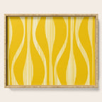 Mid Century Modern Abstract Lounge Striped Ogee Pattern in Yellow and White  Serving Tray Gallery Image 1